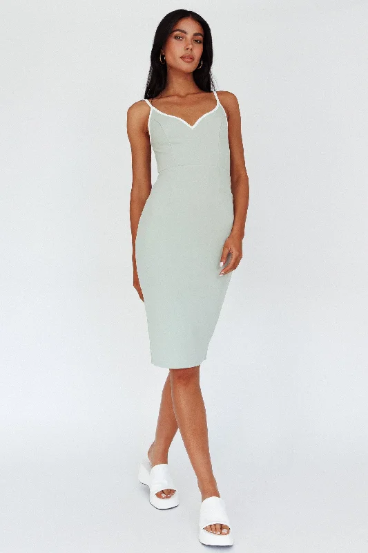 Kandis Low Back Midi Dress Sage