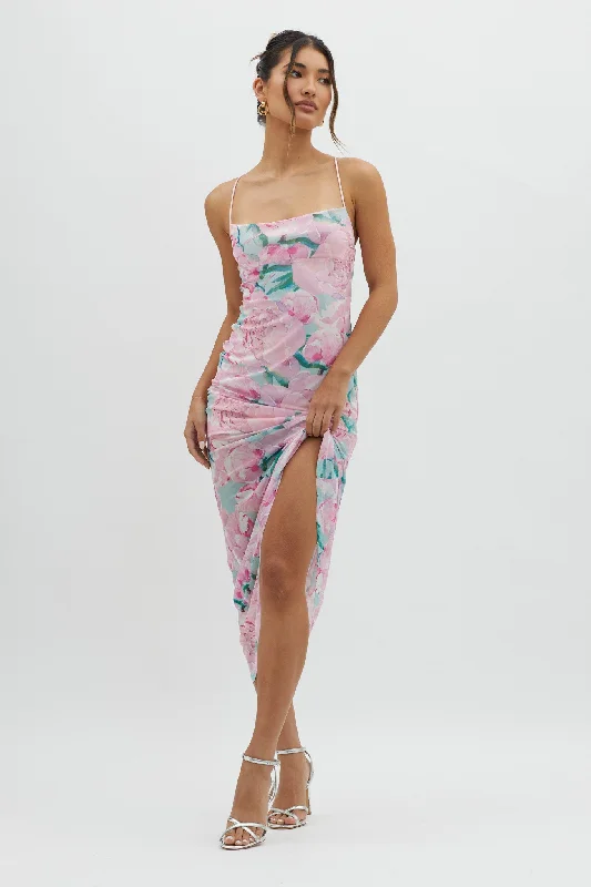 Letting Go Tie-Up Back Maxi Floral Pink