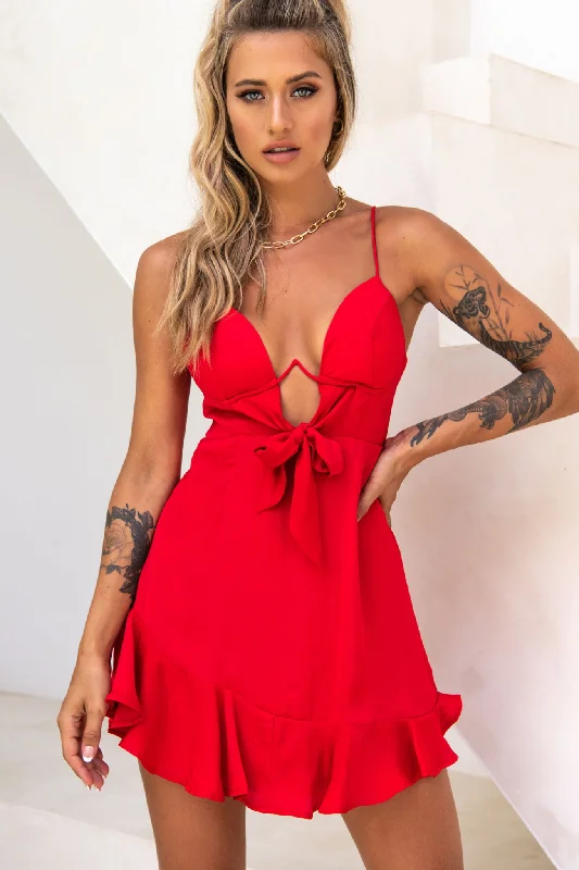 Milly Underwire Bow Bodice Dress Red