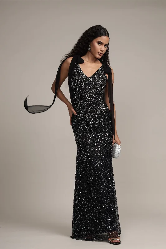 Dream Embellished Maxi Dress in Black