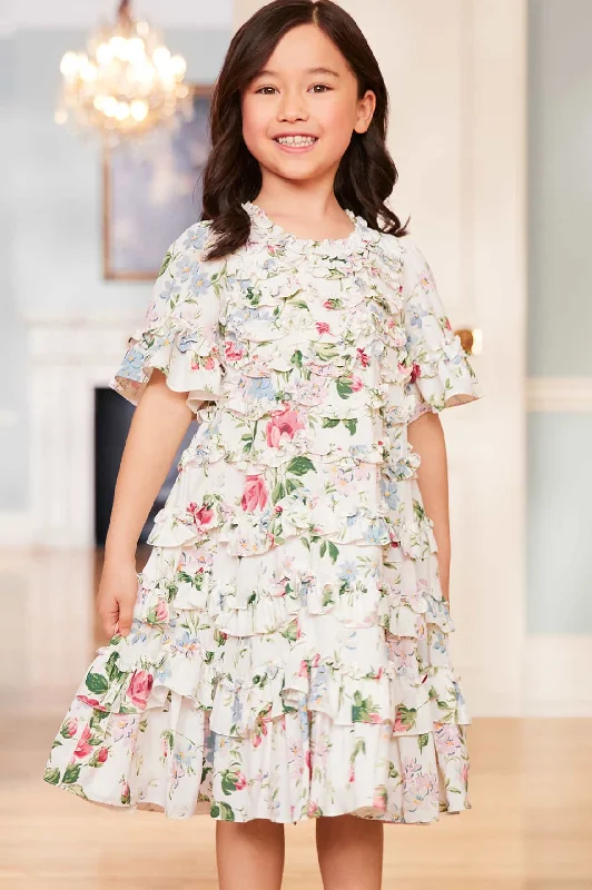 Floral Fantasy Crepe Short Sleeve Kids Dress