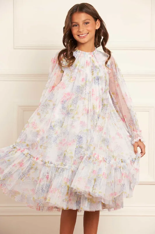 Hydrangea Long Sleeve Kids Dress