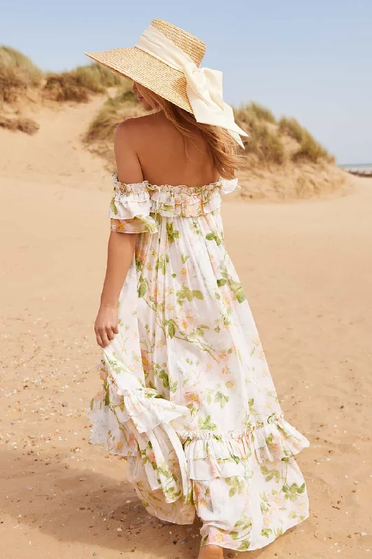 Immortal Rose Aria Chiffon Off-Shoulder Ankle Gown