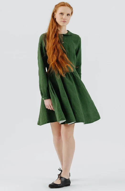 Mini Classic Dress, Long Sleeve, Emerald Green