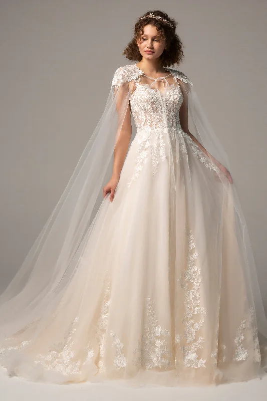 A-Line Court Train Tulle Wedding Dress CW2359