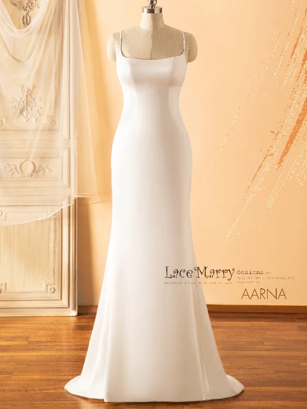 AARNA / Sexy Open Back Wedding Dress with Straight Cut Neckline