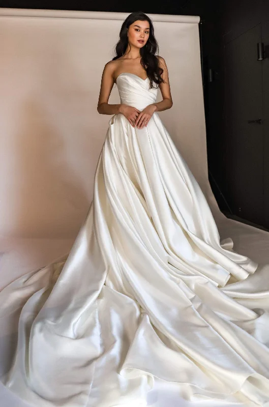 Classic Mikado Wedding Dress Gloria with Detachable Huge Bow