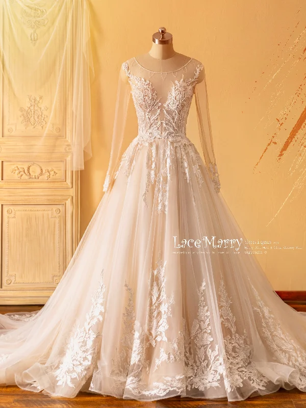 DENA / A Line Wedding Dress with Long Sleeves