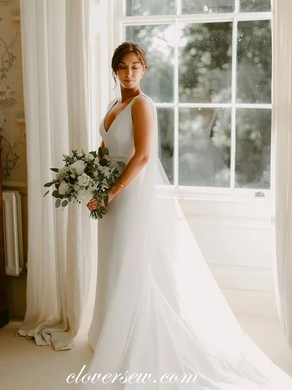 Fashion Sleeveless V-neck With Special Train Mermaid Wedding Dresses, CW0267