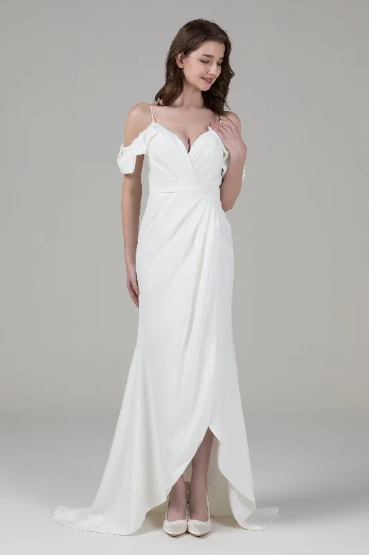 Mermaid High-Low Elastic Cloth Wedding Dress CW2572