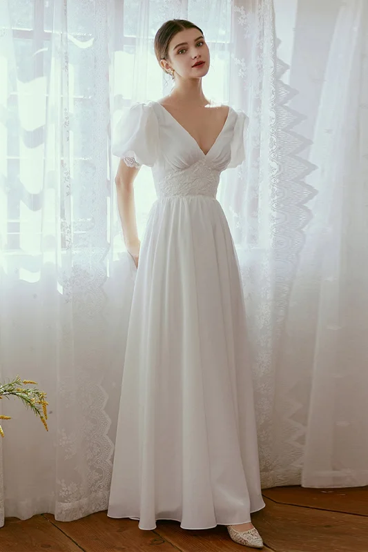 Sheath Floor Length Elastic Cloth Wedding Dress CW2676