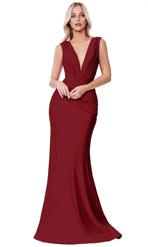 Cinderella Divine - CD912 Sleeveless V Neck Mermaid Long Evening Gown