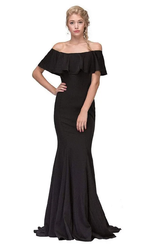 Eureka Fashion - 7113 Ruffle Paneled Off Shoulder Mermaid Gown