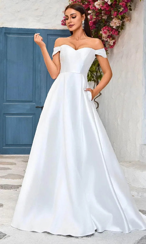 J'Adore Dresses J25039 - Off-Shoulder A-Line Prom Gown