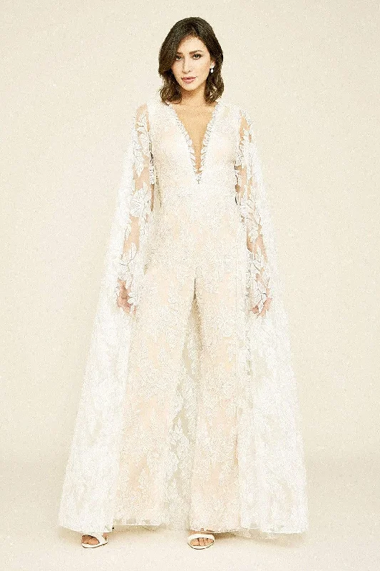 Tadashi Shoji - Rupert Lace Cape Jumpsuit